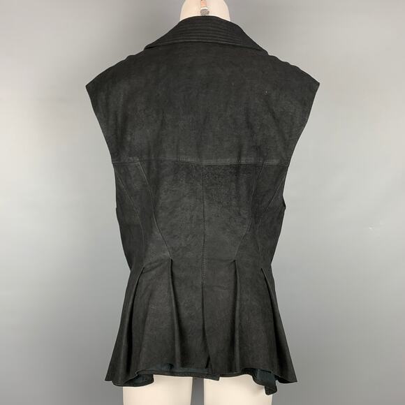 HAIDER ACKERMANN Size S Black Suede Zip Up Vest - Picture 4 of 7